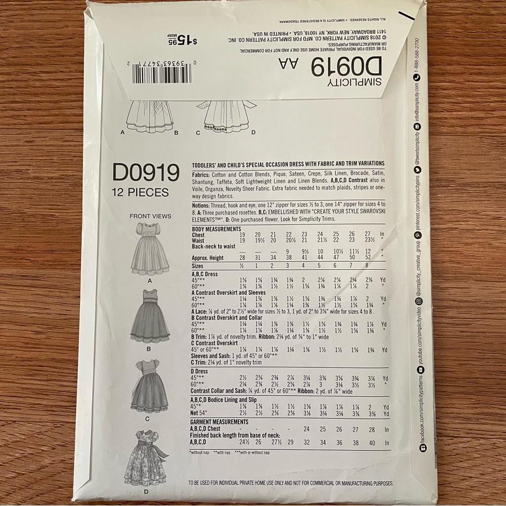 🔴 Girls Dress Sewing Pattern - Picture 2 of 2